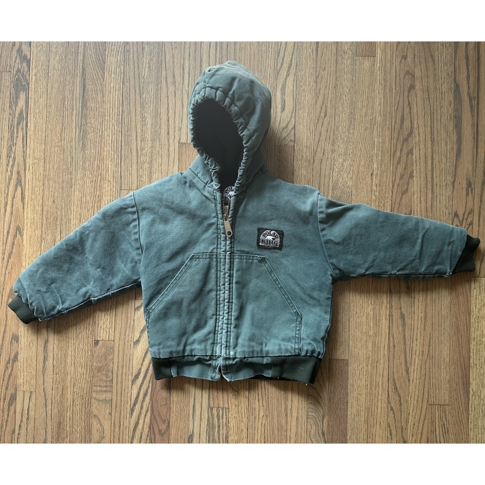 VTG TEAL GREEN Polar King Youth SMALL Duck Canvas Coat Hood Jacket Carhartt